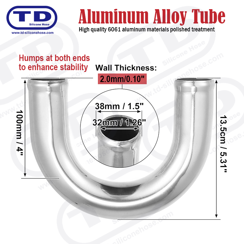Aluminiumrör 180 ° ELBOW OD: 1,5 